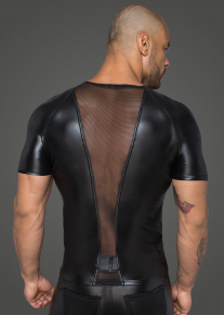 Noir Herren T-Shirt mit Netzeinstzen