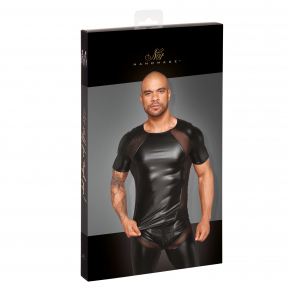 Noir Herren T-Shirt mit Netzeinstzen