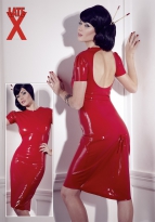 Latex Kleid rot L