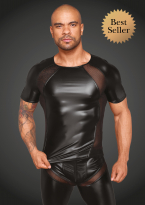 Noir Herren T-Shirt mit Netzeinstzen